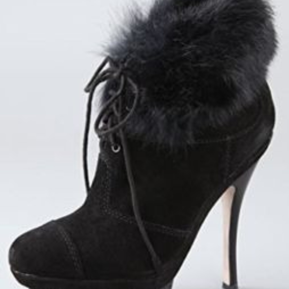 L.A.M.B. Pier Suede Booties with Rabbit Cuff NEW!!